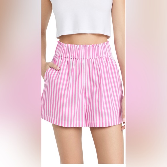 Maison Essentiele, Pink and White Stripe Cotton Boxer Shorts - Picture 2 of 10